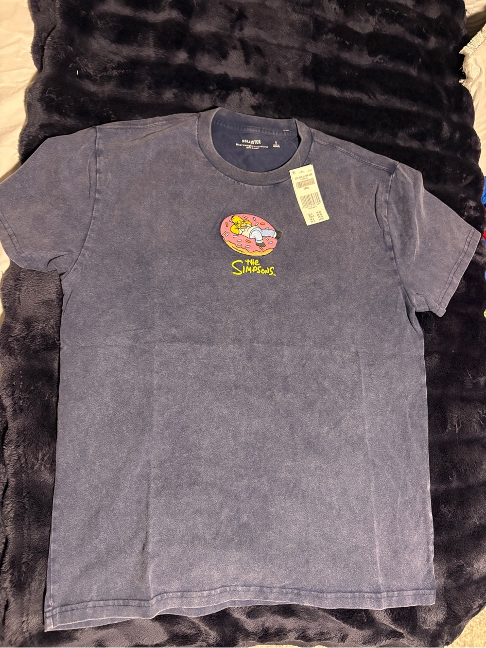 Hollister Navy Mineral-Wash Simpsons Donut Tee